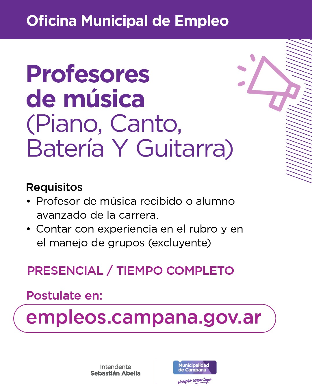 Profesores de música (piano, canto, batería y guitarra)