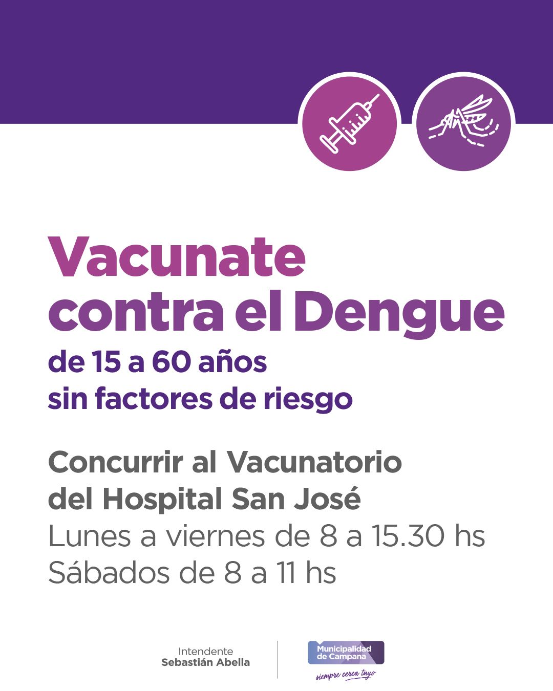 Dengue: informan días y horarios para aplicarse la dosis gratuita en el hospital