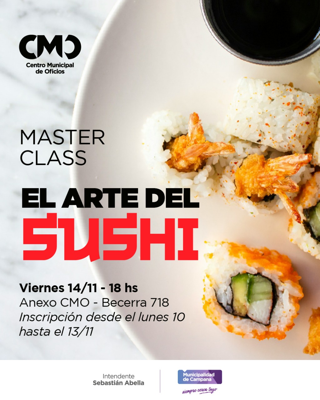 Master class gratuita de sushi: El Centro Municipal de Oficios abre la inscripción online