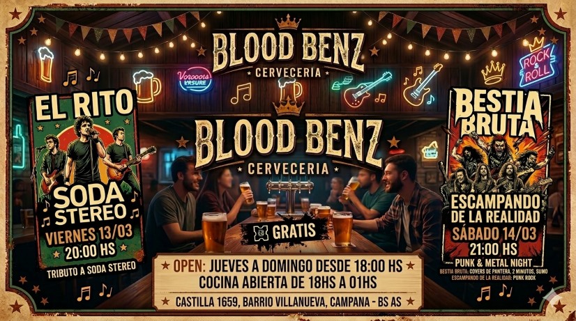 Blood Benz: homenaje a Soda con El Rito, Bestia Bruta y Escapando de la Realidad para este fin de semana