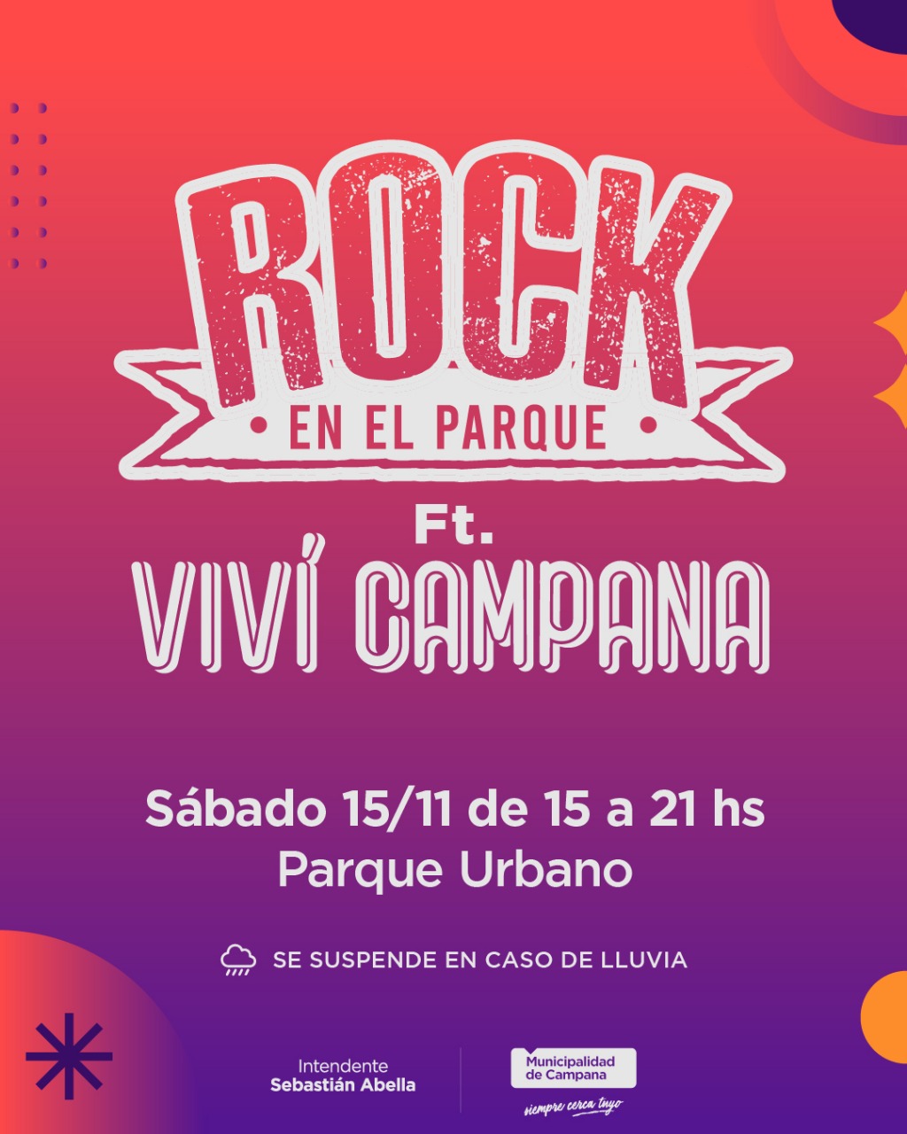 Doble fiesta en el Parque Urbano: se unen “Viví Campana” y “Rock en el Parque”