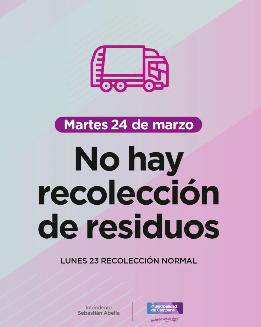 Martes sin recolección de residuos: lunes 23 funcionará con normalidad