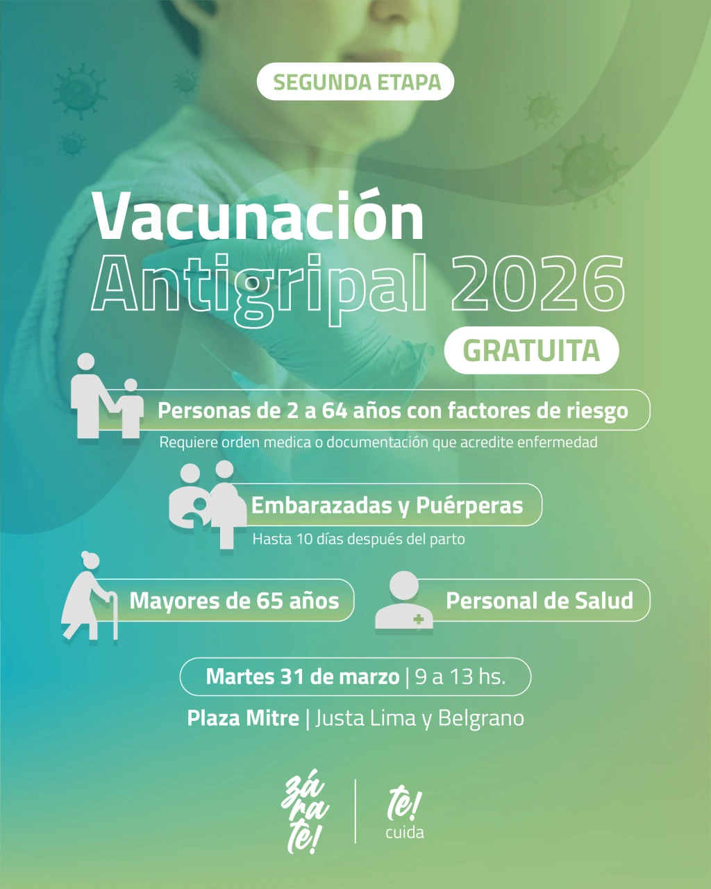 Vacunación antigripal en Zárate: este martes habrá un operativo en plaza Mitre