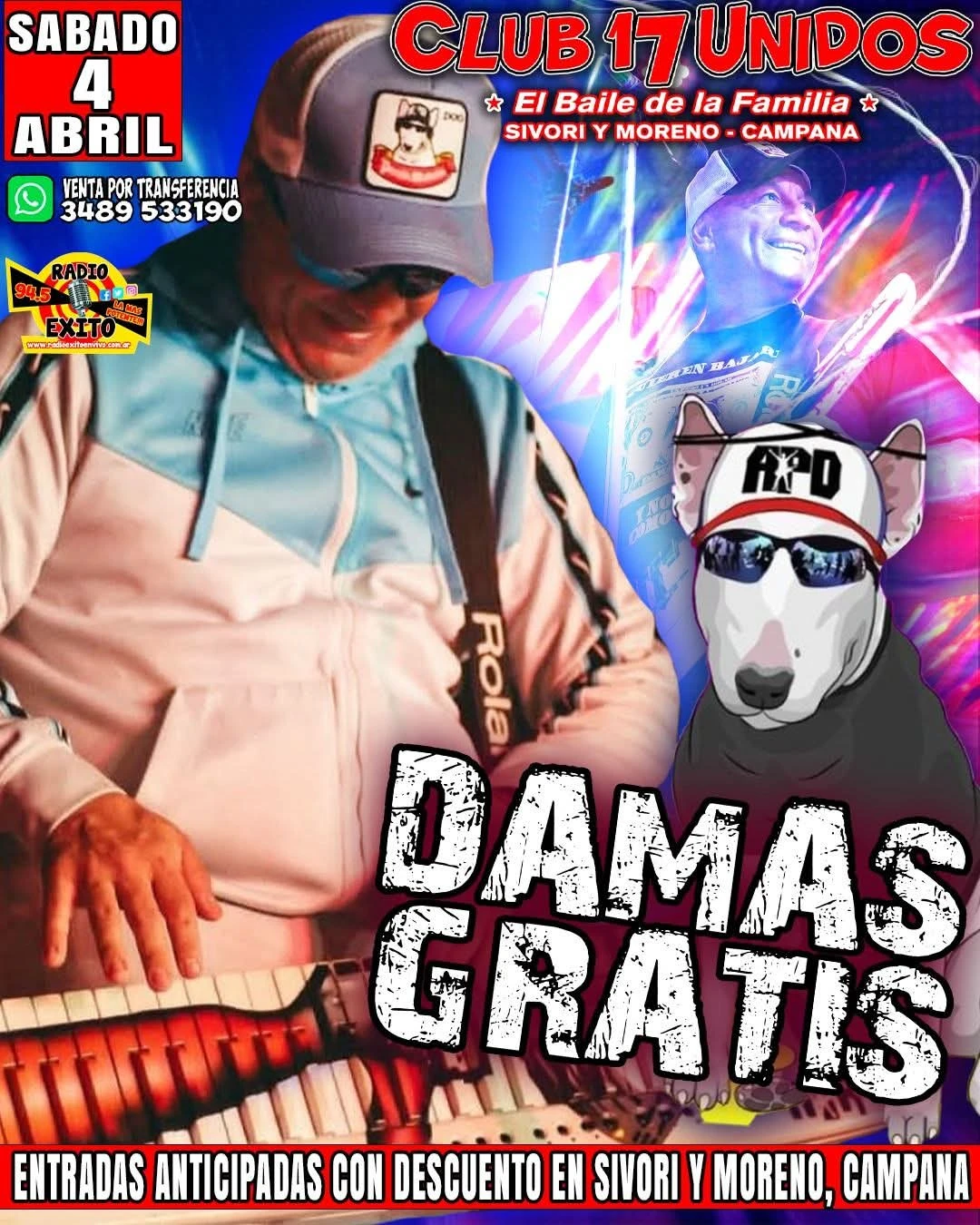 El Baile de la Familia: Damas Gratis se presenta en el Club 17 Unidos de Campana