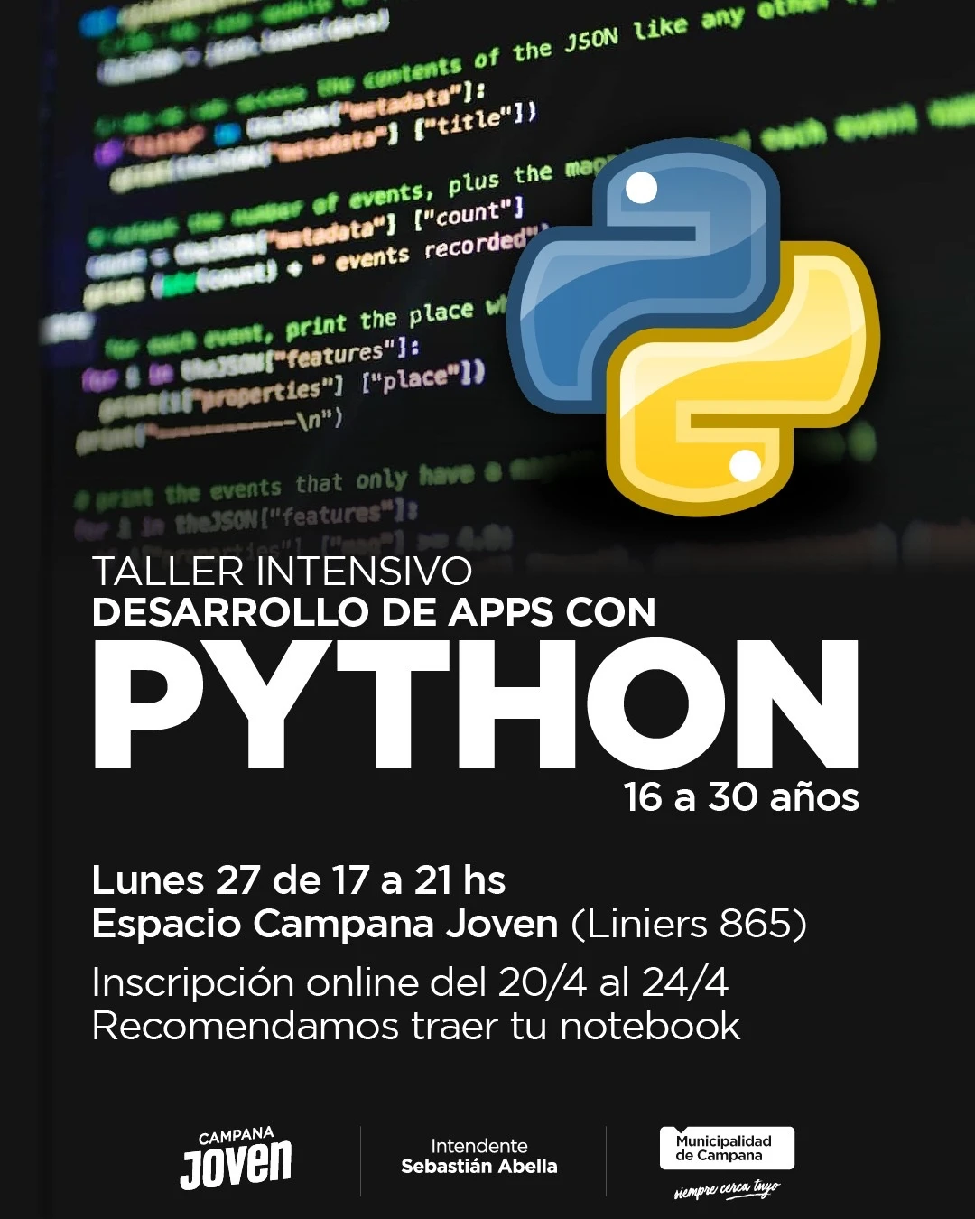 Aprendé Python gratis: Campana Joven ofrece formación en desarrollo de software