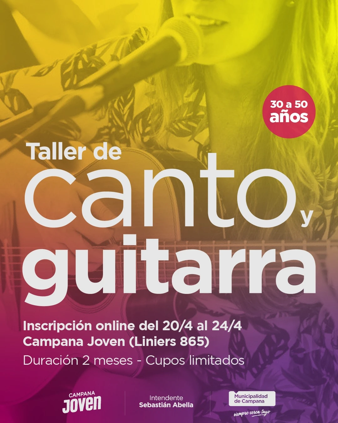 Aprendé Canto y Guitarra gratis en el Espacio Campana Joven: requisitos e inscripción