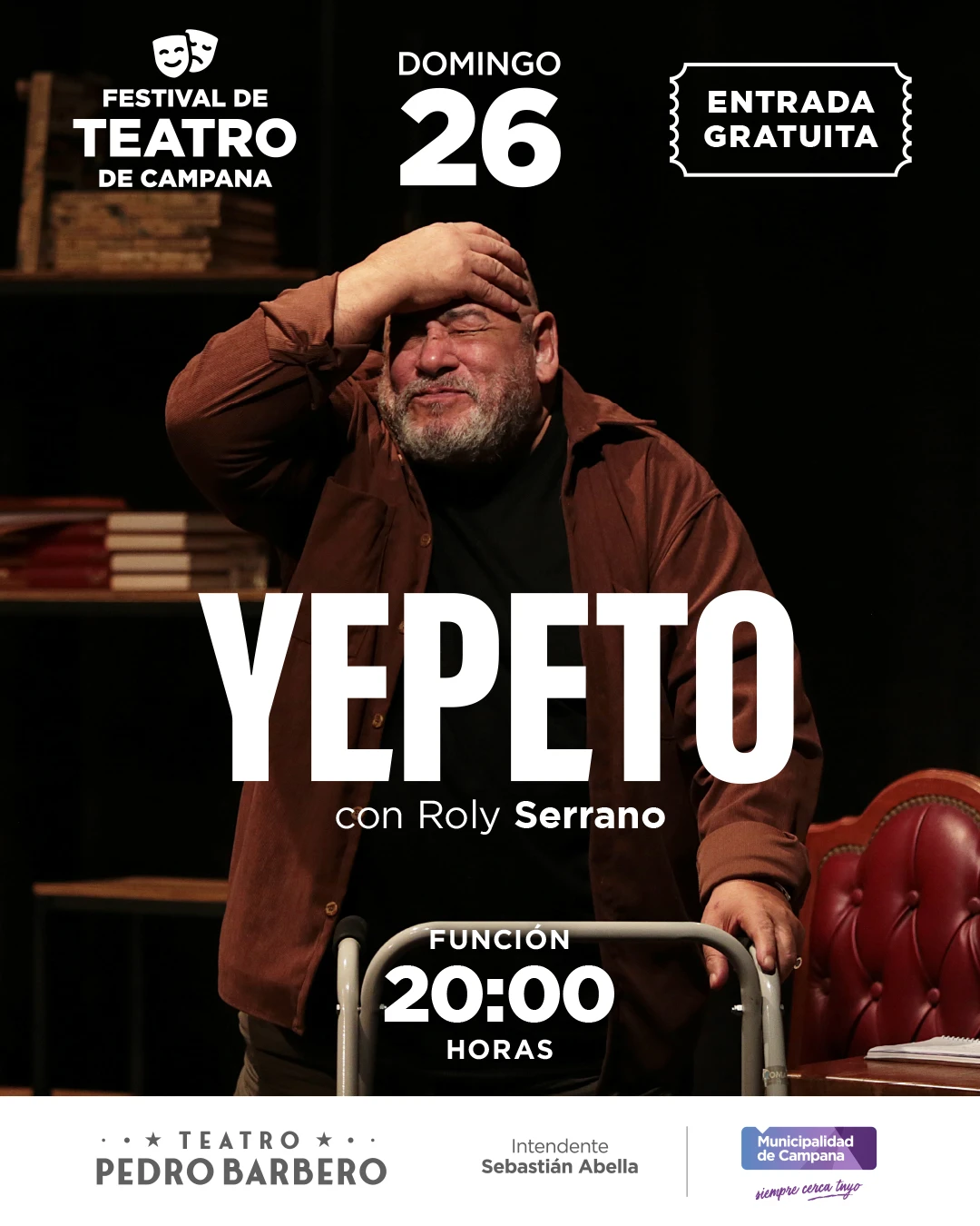 “Yepeto” de Roly Serrano: la función gratuita que cerrará el Festival de Teatro este domingo
