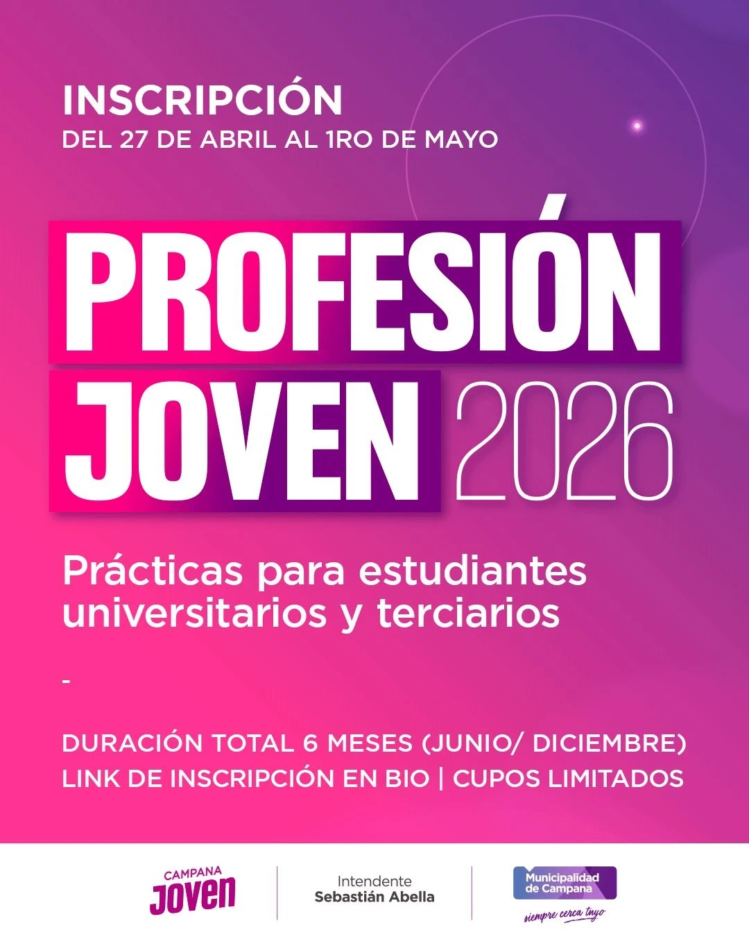 El programa Profesión Joven ya confirmó los requisitos para anotarse este lunes y las 34 carreras que participan