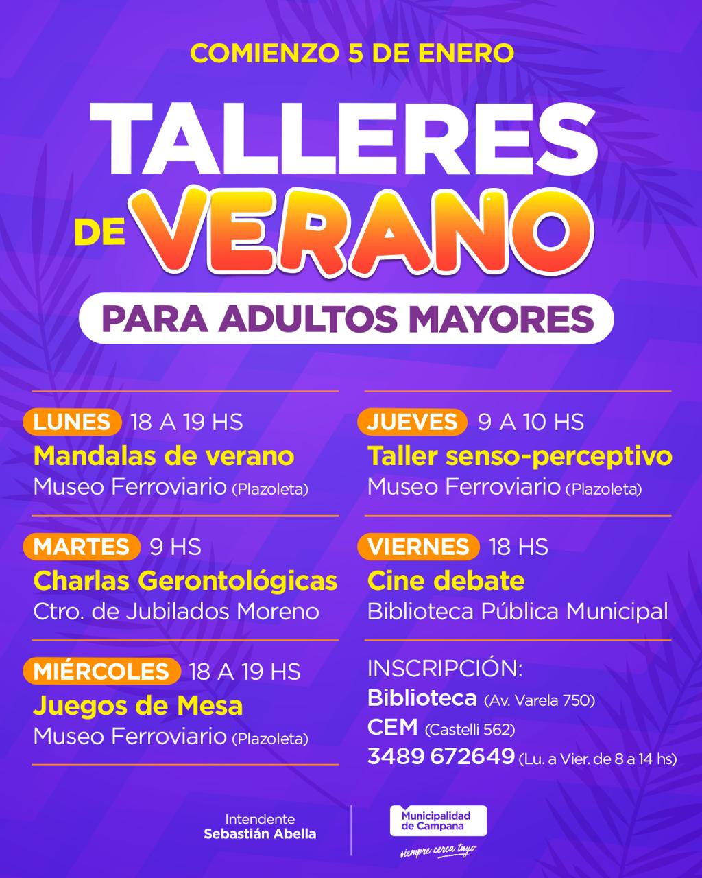 Adultos mayores: el 5 de enero arrancan los talleres gratuitos del Municipio